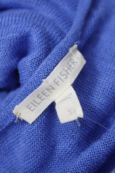 Eileen Fisher Women Blue Linen Scoop Neck Pullover Sweater 3/4 Sleeve Size S