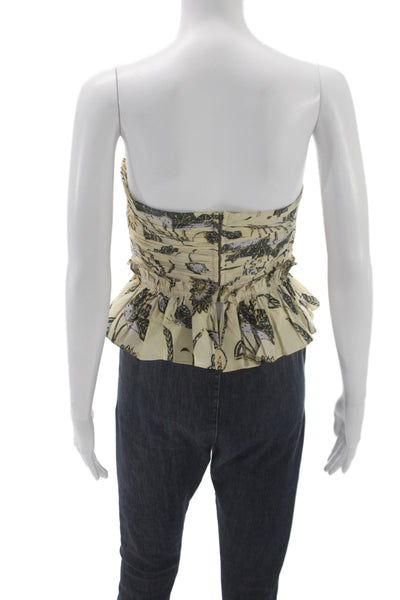 Ulla Johnson Women Cropped Floral Off Shoulder Tie Sleeveless Blouse Size 0