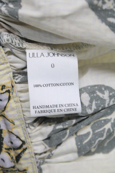 Ulla Johnson Women Cropped Floral Off Shoulder Tie Sleeveless Blouse Size 0