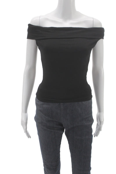 Reformation Women Basic Off Shoulder Black Blouse Sleeveless Size XS