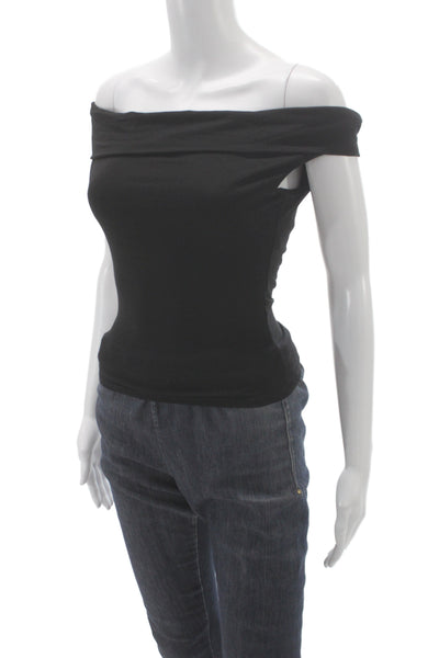 Reformation Women Basic Off Shoulder Black Blouse Sleeveless Size XS