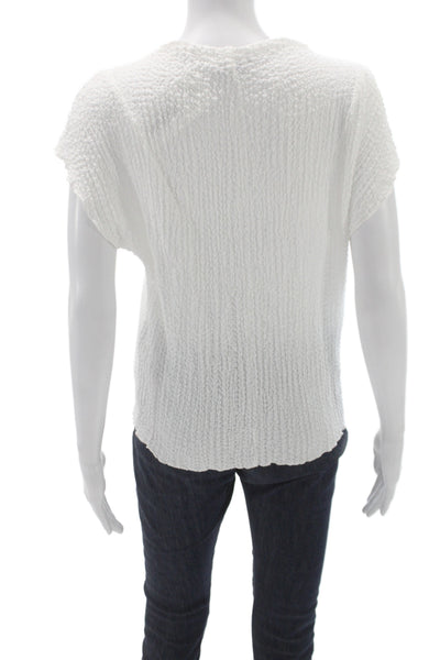 Zara Womens Basic White Short Sleeve Round Neck Blouse Size S