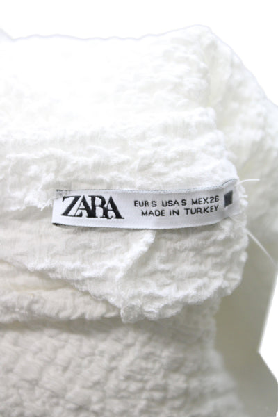 Zara Womens Basic White Short Sleeve Round Neck Blouse Size S