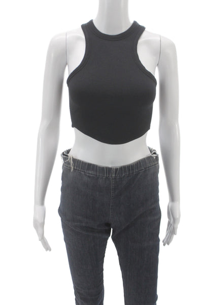 Lululemon Womens Cropped Tank Black High Neck Sleeveless Modal Size 2