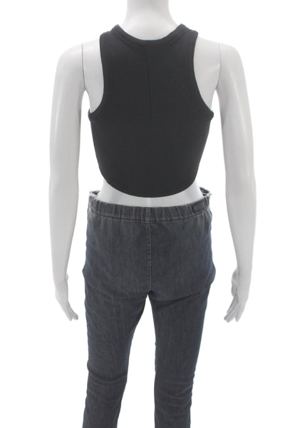 Lululemon Womens Cropped Tank Black High Neck Sleeveless Modal Size 2
