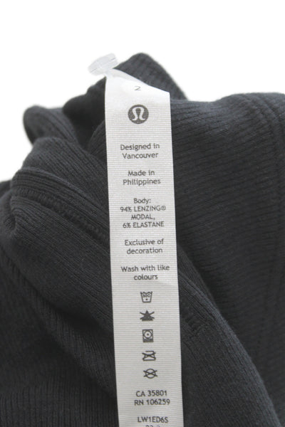 Lululemon Womens Cropped Tank Black High Neck Sleeveless Modal Size 2