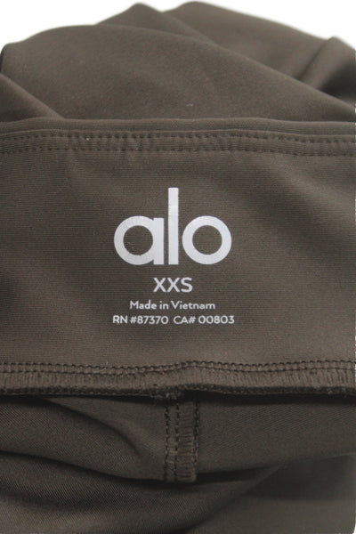 Alo Womens Capri Leggings Brown Athleisure Pull On Size 2XS