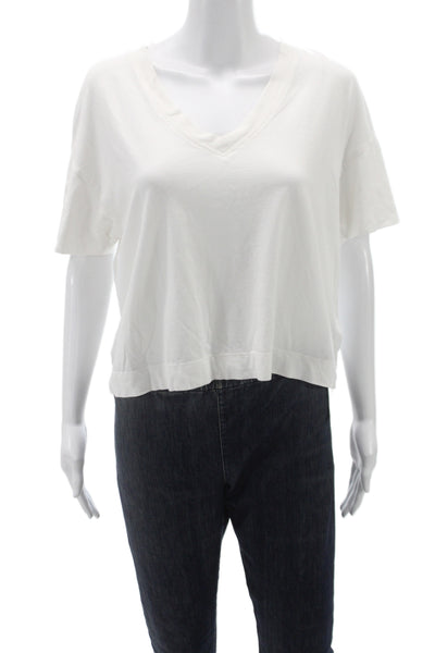 Everlane Women Basic V-Neck Organic Cotton White Short Sleeve T-Shirt Size S