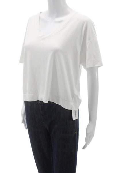 Everlane Women Basic V-Neck Organic Cotton White Short Sleeve T-Shirt Size S