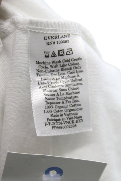 Everlane Women Basic V-Neck Organic Cotton White Short Sleeve T-Shirt Size S