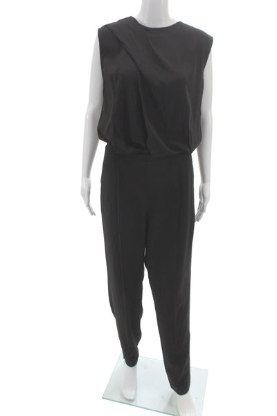 MSGM Womens Jumpsuit Black Sleeveless Round Neck Viscose Zip Size 42