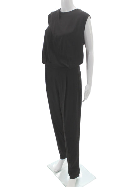 MSGM Womens Jumpsuit Black Sleeveless Round Neck Viscose Zip Size 42