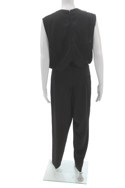 MSGM Womens Jumpsuit Black Sleeveless Round Neck Viscose Zip Size 42