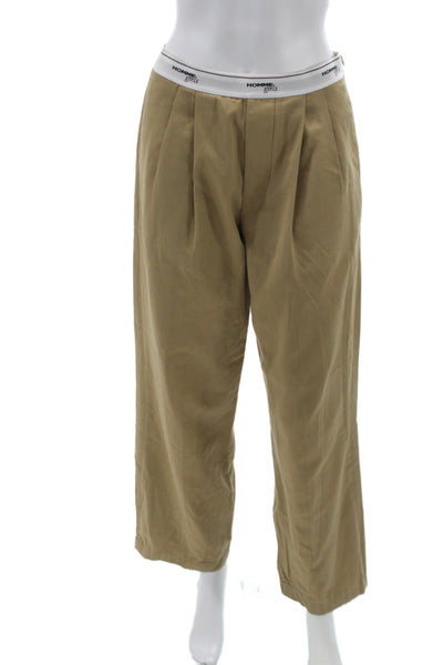 Homme Girls Womens Beige Cotton Chino Pants Zip Closure Size 2