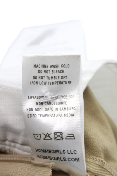 Homme Girls Womens Beige Cotton Chino Pants Zip Closure Size 2
