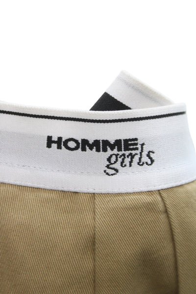 Homme Girls Womens Beige Cotton Chino Pants Zip Closure Size 2