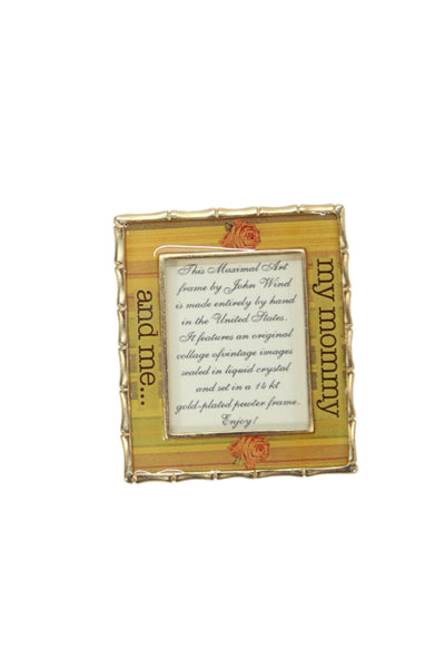 John Wind Gold Plated Bamboo Border Mommy and Me Small Frame 2.5x2.75"