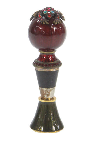 Jay Strongwater Unisex Adults Toad Decorated Wine Bottle Stopper Red