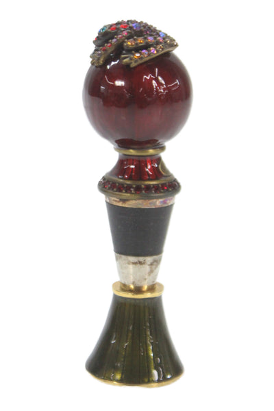 Jay Strongwater Unisex Adults Toad Decorated Wine Bottle Stopper Red