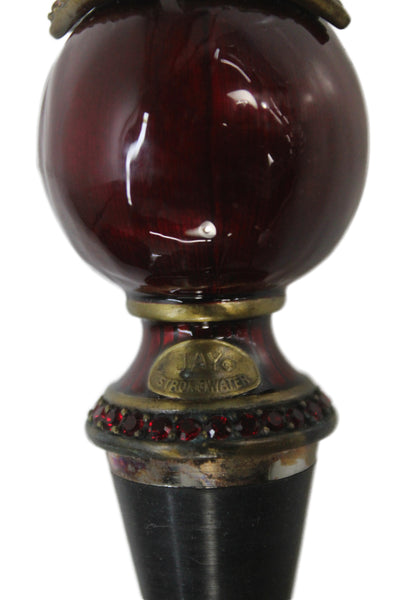 Jay Strongwater Unisex Adults Toad Decorated Wine Bottle Stopper Red