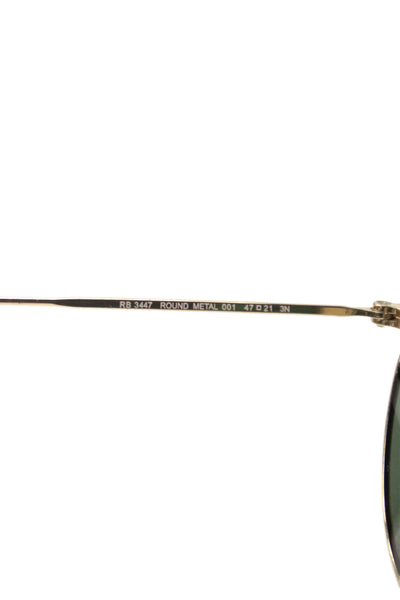 Ray Ban Womens RB 3447 Round Metal 001 47mm 21mm Black Gold Tone Sunglasses