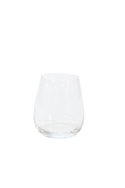 Tiffany & Co Clear Crystal Logo Stemless Wine Glasses Boxed Set of 2