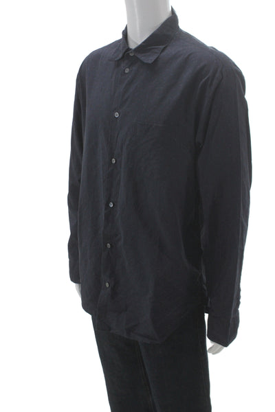 Armani Collezioni Men's Long Sleeves Button Down Navy Blue Shirt Size L