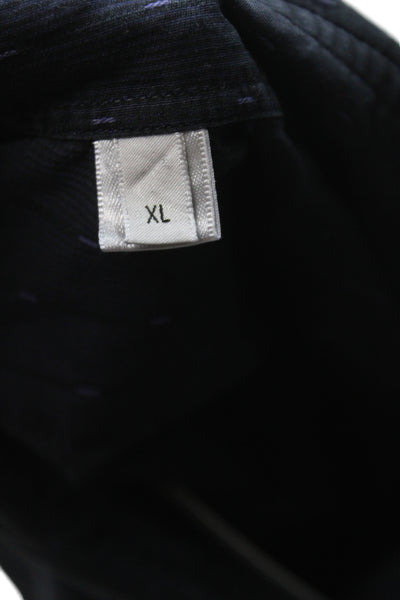 Armani Collezioni Men's Long Sleeves Button Down Navy Blue Shirt Size L