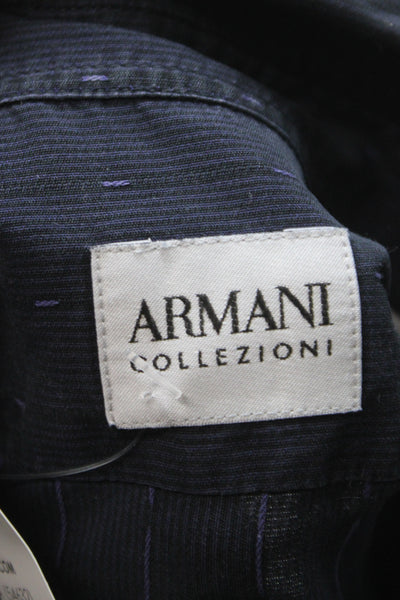 Armani Collezioni Men's Long Sleeves Button Down Navy Blue Shirt Size L