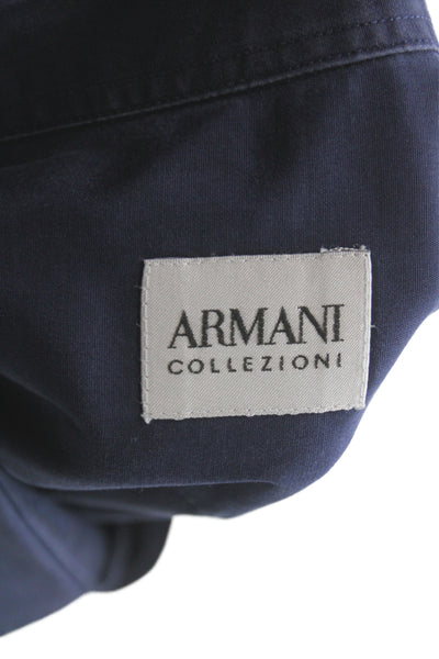Armani Collezioni Men's Long Sleeves Casual Button Down Navy Blue Shirt Size L