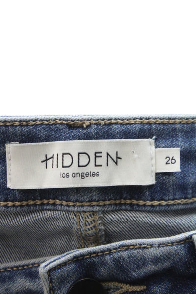 Hidden Womens Cropped High Rise Blue Cotton Jeans Size 26
