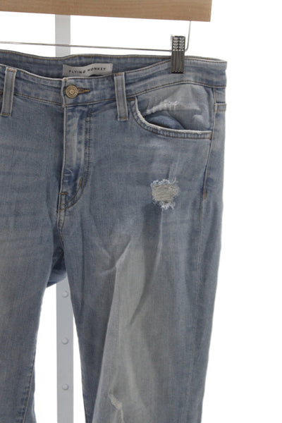 Flying Monkey Women Cropped Blue Cotton Mid Rise Jeans Size 28