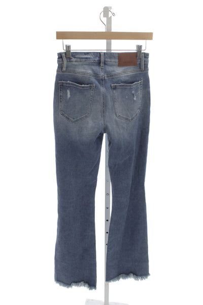 Hidden Womens Cropped Blue High Rise Cotton Jeans Button Closure Size 26