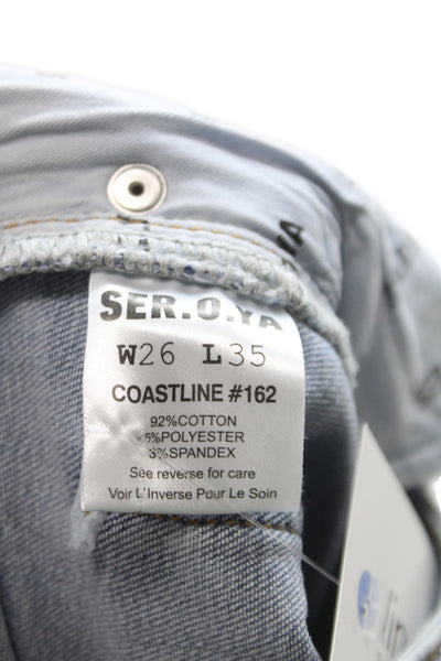 Ser.O.Ya Womens Bootcut Jeans Blue Mid Rise Cotton Button Inseam 28 Size 26