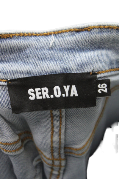 Ser.O.Ya Womens Bootcut Jeans Blue Mid Rise Cotton Button Inseam 28 Size 26