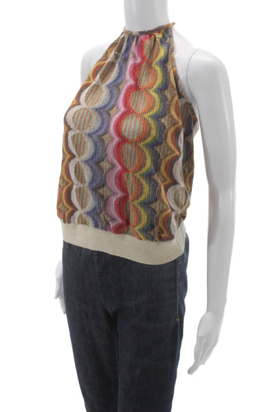 Ramy Brook Womens Multicolor Geometric Halter Camisole Sleeveless Size M