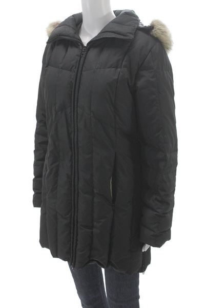 Nils Womens Black Down Puffer Jacket Zip Closure Winter Size 10
