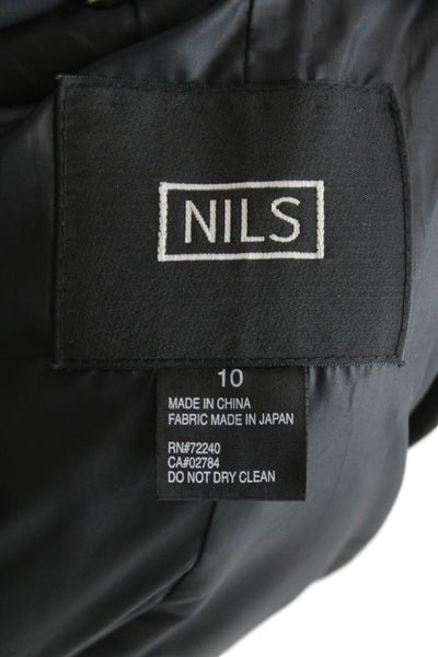 Nils Womens Black Down Puffer Jacket Zip Closure Winter Size 10