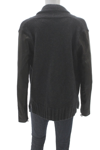 Vince Women Cardigan Gray V Neck 50% Wool Long Sleeve Size S