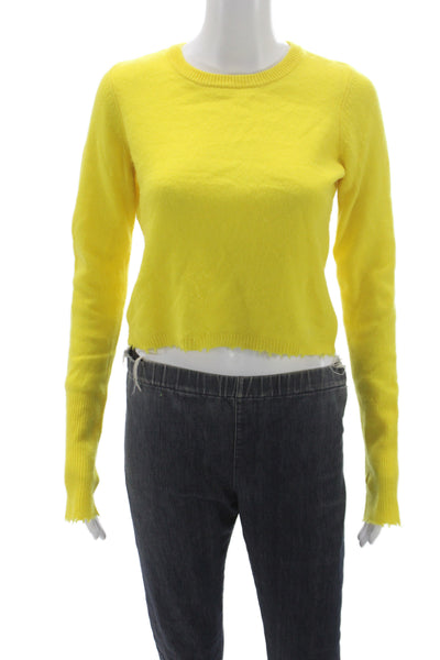 Intermix Womens Pullover Sweater Cashmere Crewneck Yellow Long Sleeve Size S
