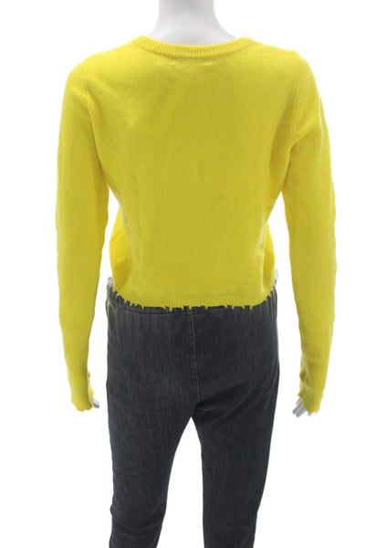 Intermix Womens Pullover Sweater Cashmere Crewneck Yellow Long Sleeve Size S