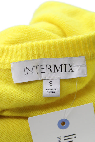 Intermix Womens Pullover Sweater Cashmere Crewneck Yellow Long Sleeve Size S