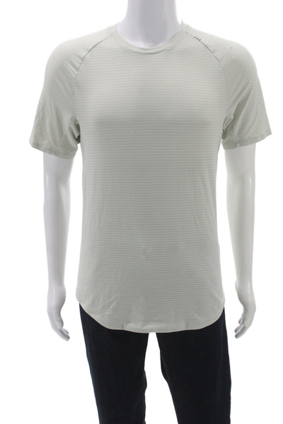 Lululemon Mens Gray Striped Basic T-Shirt Crew Neck Short Sleeve Size L