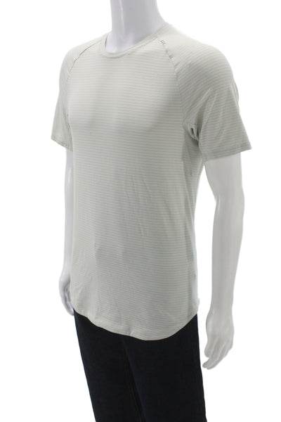 Lululemon Mens Gray Striped Basic T-Shirt Crew Neck Short Sleeve Size L
