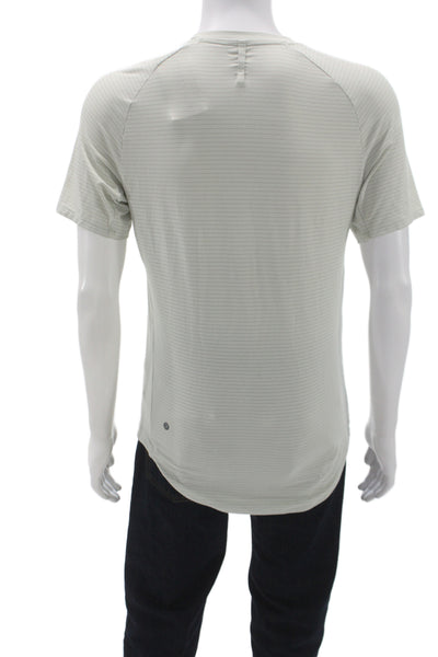 Lululemon Mens Gray Striped Basic T-Shirt Crew Neck Short Sleeve Size L