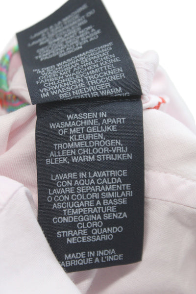Robert Graham Mens Button Down Cotton Collared Long Sleeve Pink Designer Size M