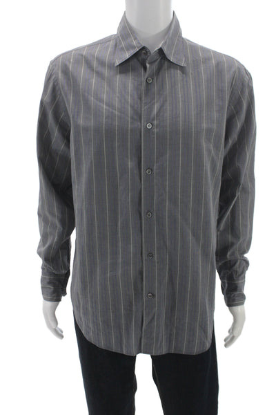 Armani Collezioni Men's Long Sleeves Casual Button Down Striped Shirt Size L