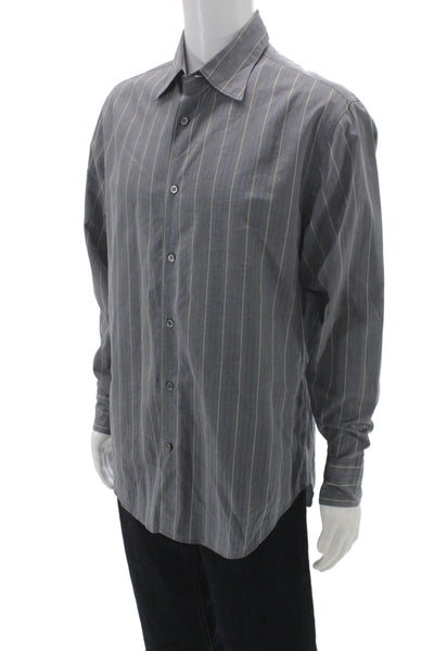 Armani Collezioni Men's Long Sleeves Casual Button Down Striped Shirt Size L