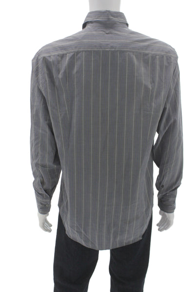 Armani Collezioni Men's Long Sleeves Casual Button Down Striped Shirt Size L