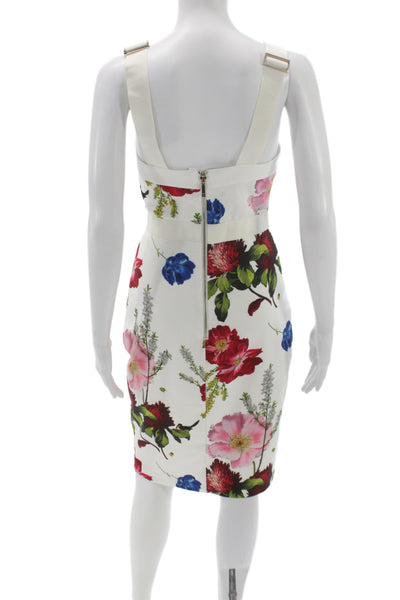 Ted Baker London Womens White Floral Pencil Dress V Neck Sleeveless Midi Size L